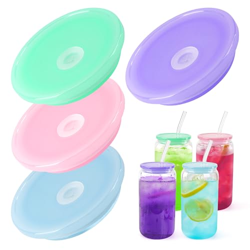4 Pack Acrylic Lids for 16 oz Glass Cup (Multi Light)