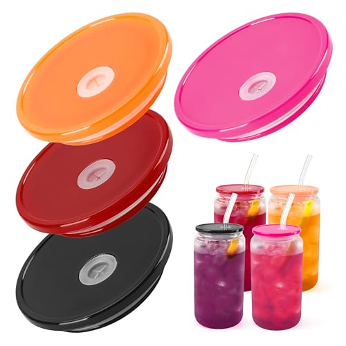 4 Pack Acrylic Lids for 16 oz Glass Cup（ Multi Dark )