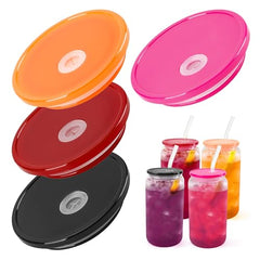 4 Pack Acrylic Lids for 16 oz Glass Cup( Multi Dark )