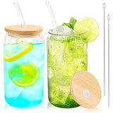 48-Pack Clear Glass Cups with Bamboo Lids – Mother's Day Special $95 (Save $16.93) | Bulk Drinkware for Coffee, Juice & DIY Gifts