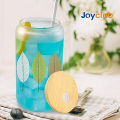 Glass cups with bamboo lids and straws 16 oz Sublimation Frosted glass cups - 12 pack