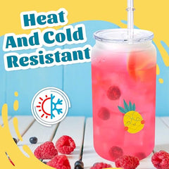 Glass cups with clear lids and straws 16 oz Sublimation Frosted glass cups - 12 pack