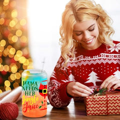 Glass cups with bamboo lids and straws 16 oz Sublimation Frosted glass cups - 2 pack