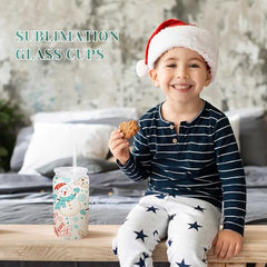 Glass cups with clear lids and straws 16 oz Sublimation Frosted glass cups - 12 pack