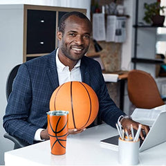 30 oz tumbler stainless steel cups metal water bottles in bulk - Basketball