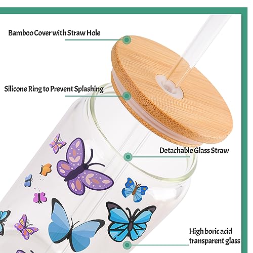 Sublimation Clear Glass Cups Blanks with Bamboo Lids