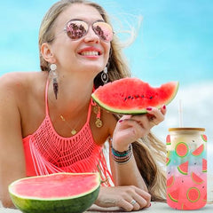 Glass cups with bamboo lids and straws 16 oz Sublimation Frosted glass cups - 2 pack