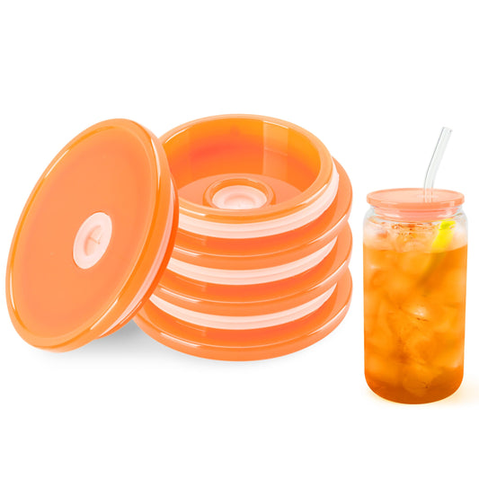 4 Pack Acrylic Lids for 16 oz Glass Cup (Orange)