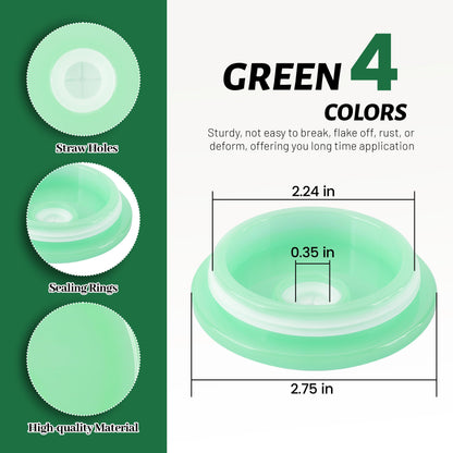 4 Pack Acrylic Lids for 16 oz Glass Cup(Green)
