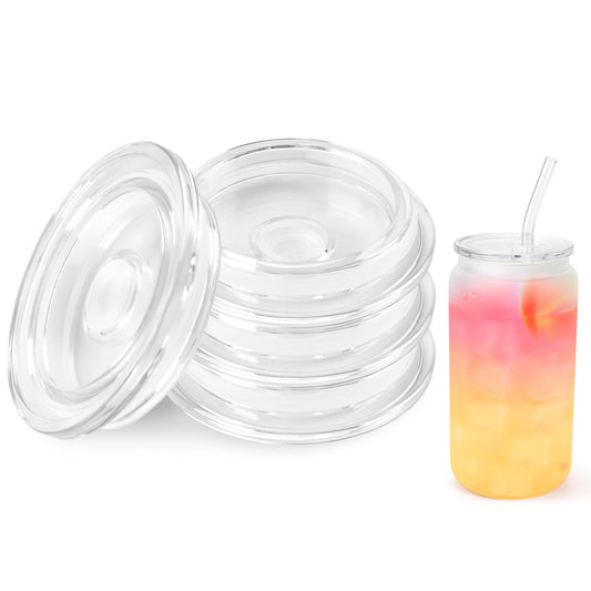 4 Pack Acrylic Lids for 16 oz Glass Cup (Clear)