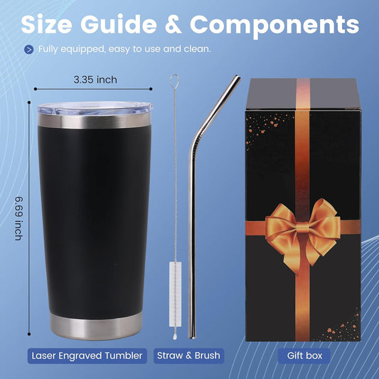 20oz Black Tumblers Bulk 12 Pack – Stainless Steel Engraving Blanks with Lids, Straws & Brushes