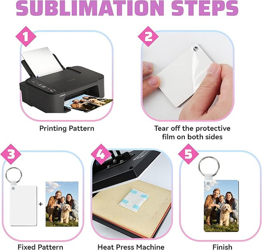 80 Pack Sublimation Keychain Blanks with Rings and Clips – Double Sided MDF