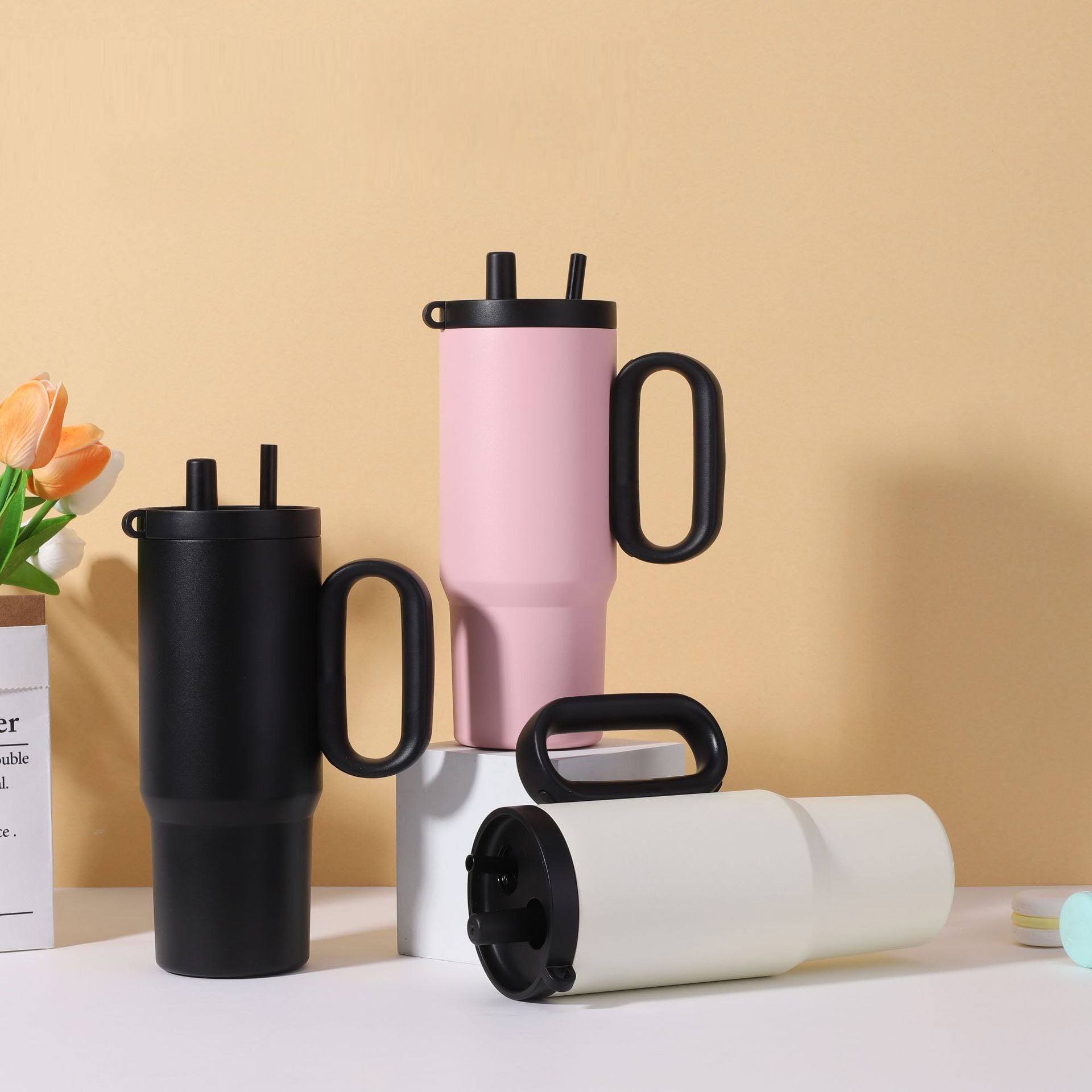 24oz Insulated Stainless Steel Water Bottle with Upgraded Handle - Designer Picks