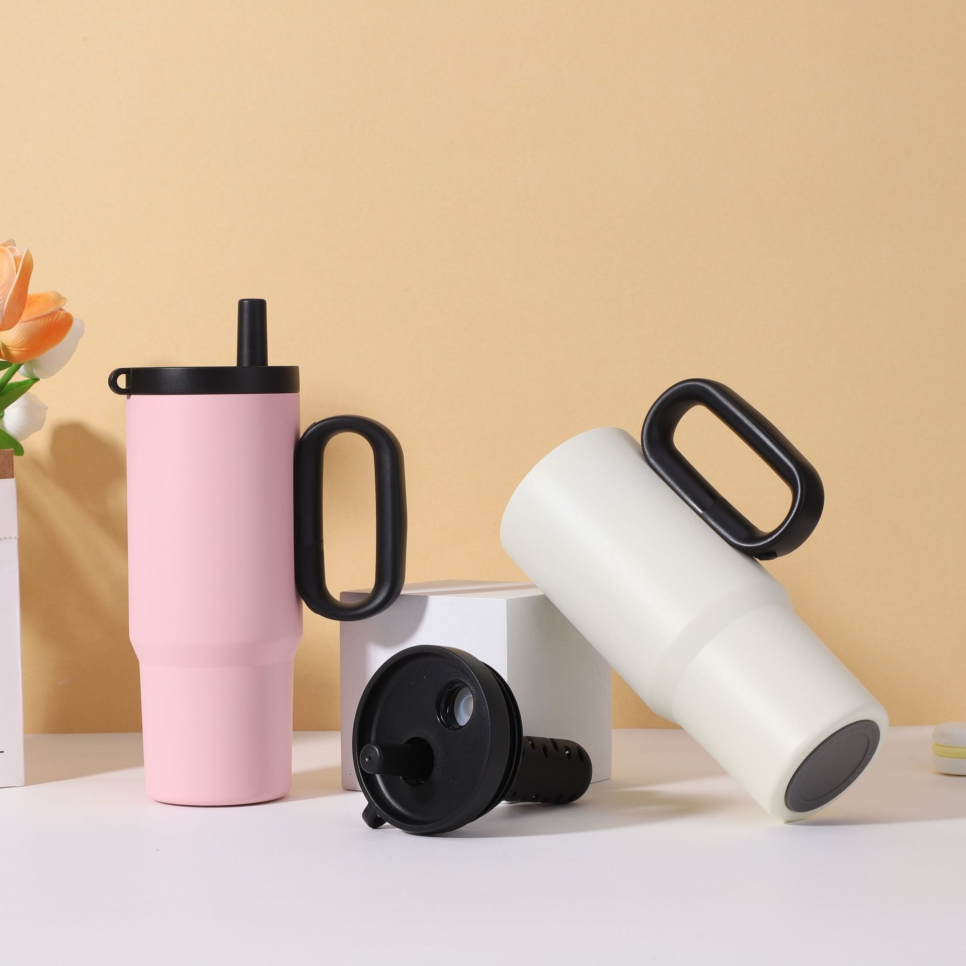 24oz Insulated Stainless Steel Water Bottle with Upgraded Handle - Designer Picks