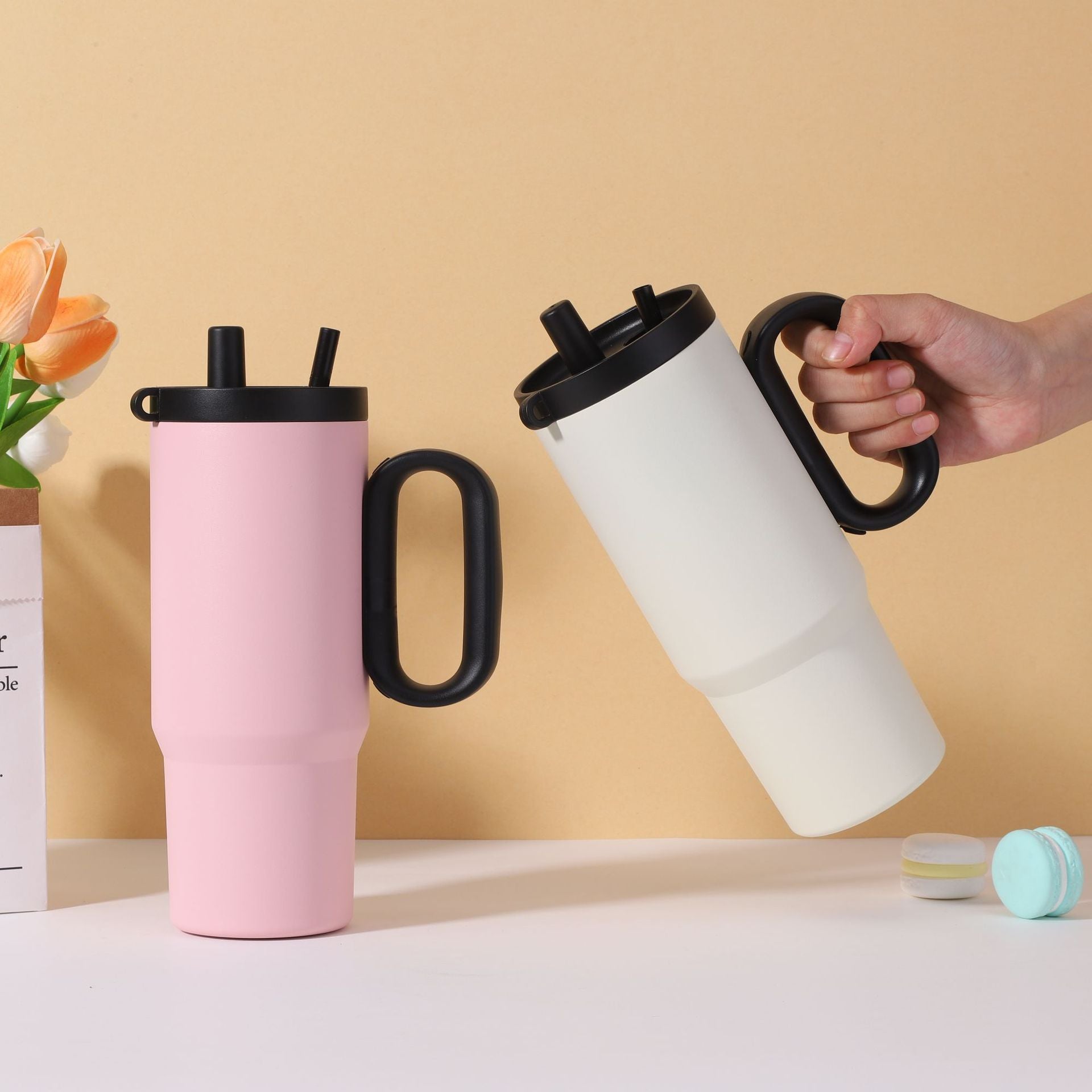 24oz Insulated Stainless Steel Water Bottle with Upgraded Handle - Designer Picks