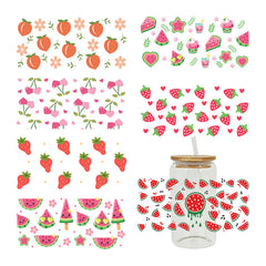 UV DTF Cup Wraps – 7 Sheets for 16oz Glass Cups, Decals & Craft Supplies (Fruit B)