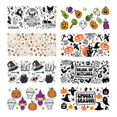 UV DTF Cup Wraps – 8 Sheets for 16oz Glass Cups, Decals & Craft Supplies (Halloween A)