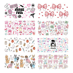 UV DTF Cup Wraps – 8 Sheets for 16oz Glass Cups, Decals & Craft Supplies (Nurse)