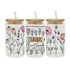 UV DTF Cup Wraps – 7 Sheets for 16oz Glass Cups, Decals & Craft Supplies (Flower A)