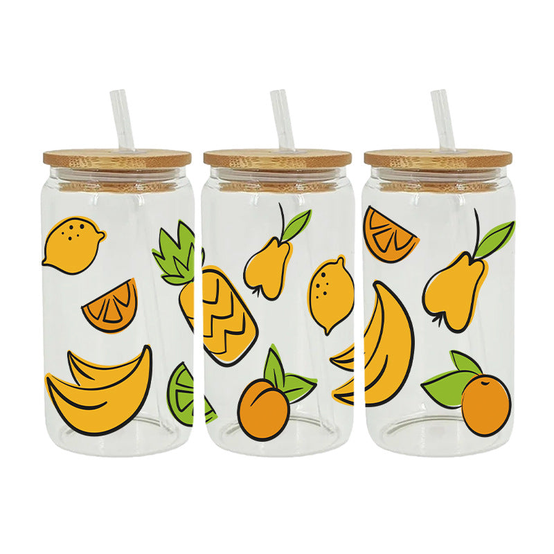 UV DTF Cup Wraps – 8 Sheets for 16oz Glass Cups, Decals & Craft Supplies (Fruit C)