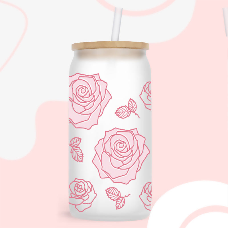 UV DTF Cup Wraps – 8 Sheets for 16oz Glass Cups, Decals & Craft Supplies (Flower D)