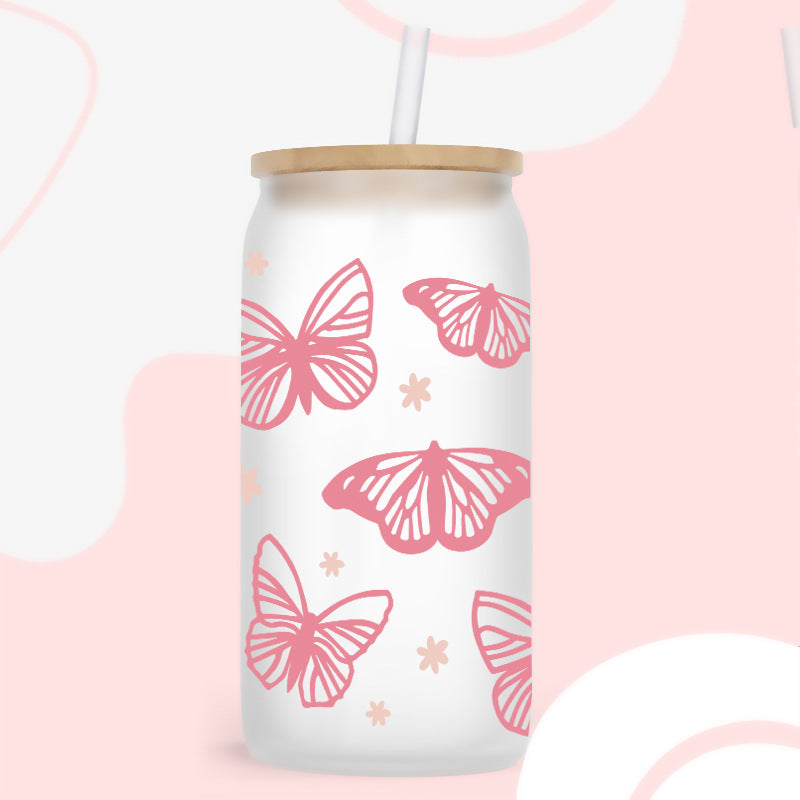UV DTF Cup Wraps – 8 Sheets for 16oz Glass Cups, Decals & Craft Supplies (Butterfly A)