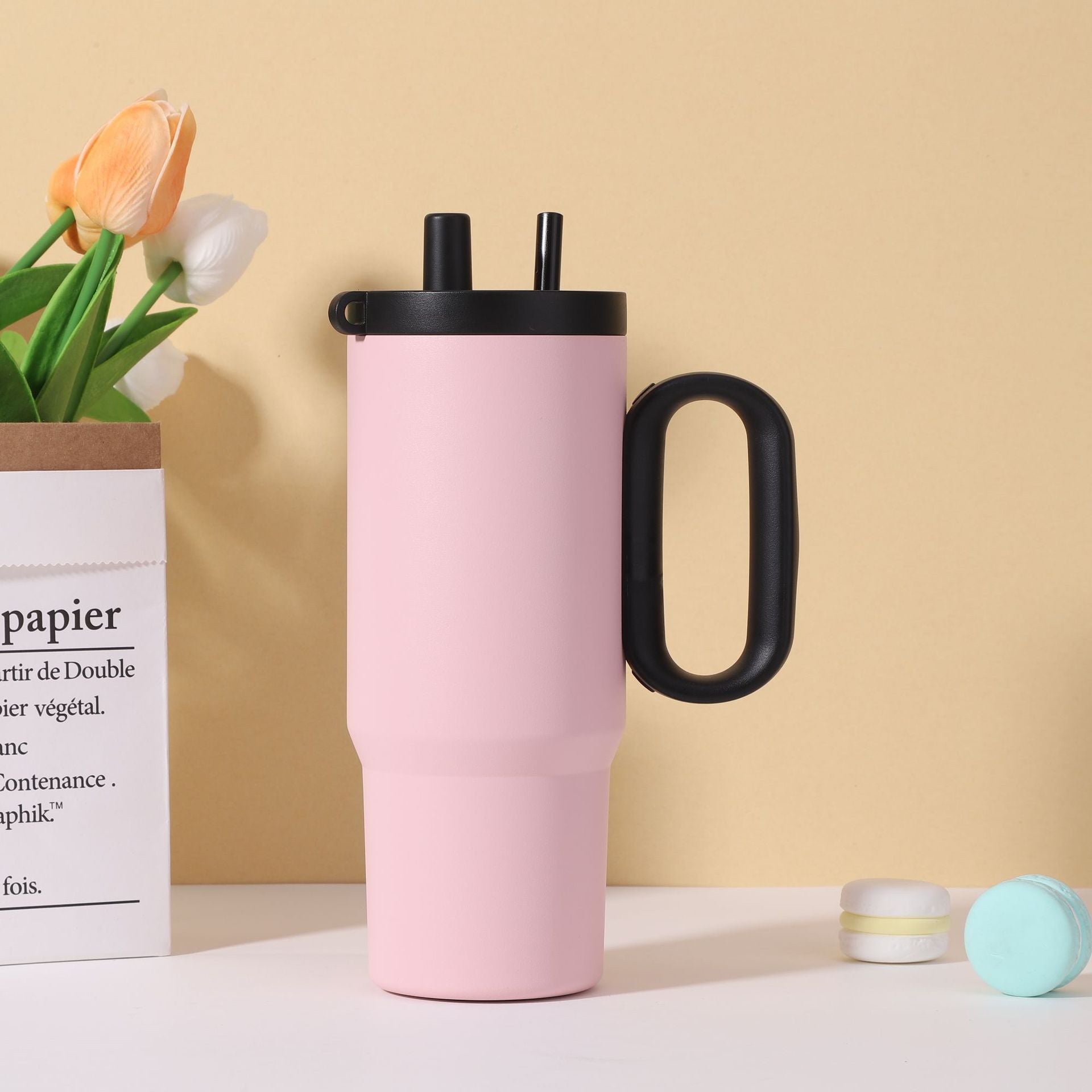 24oz Insulated Stainless Steel Water Bottle with Upgraded Handle - Designer Picks