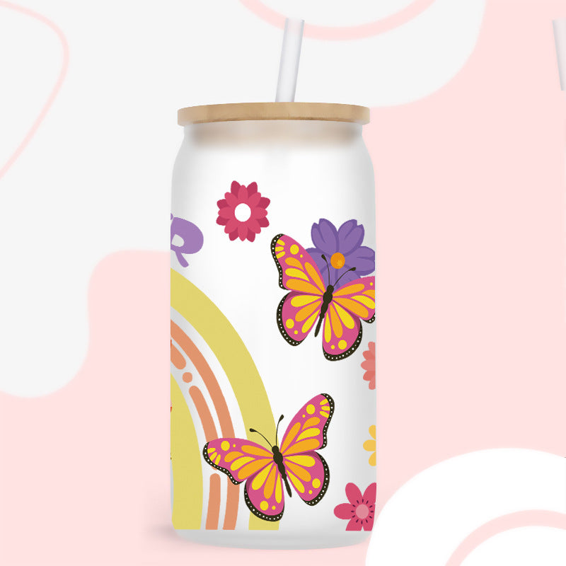 UV DTF Cup Wraps – 8 Sheets for 16oz Glass Cups, Decals & Craft Supplies (Butterfly C)