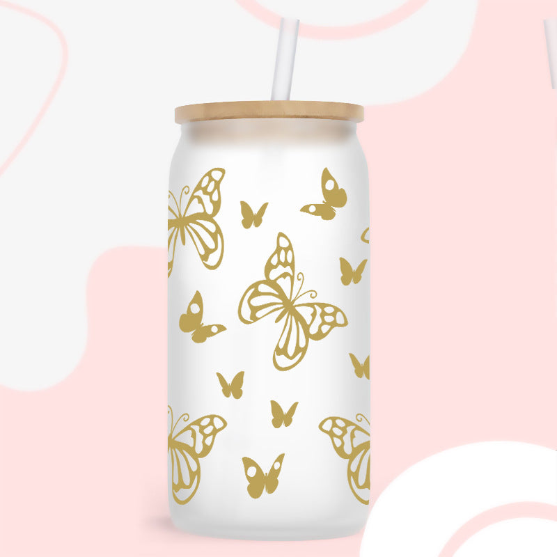 UV DTF Cup Wraps – 8 Sheets for 16oz Glass Cups, Decals & Craft Supplies (Butterfly B)