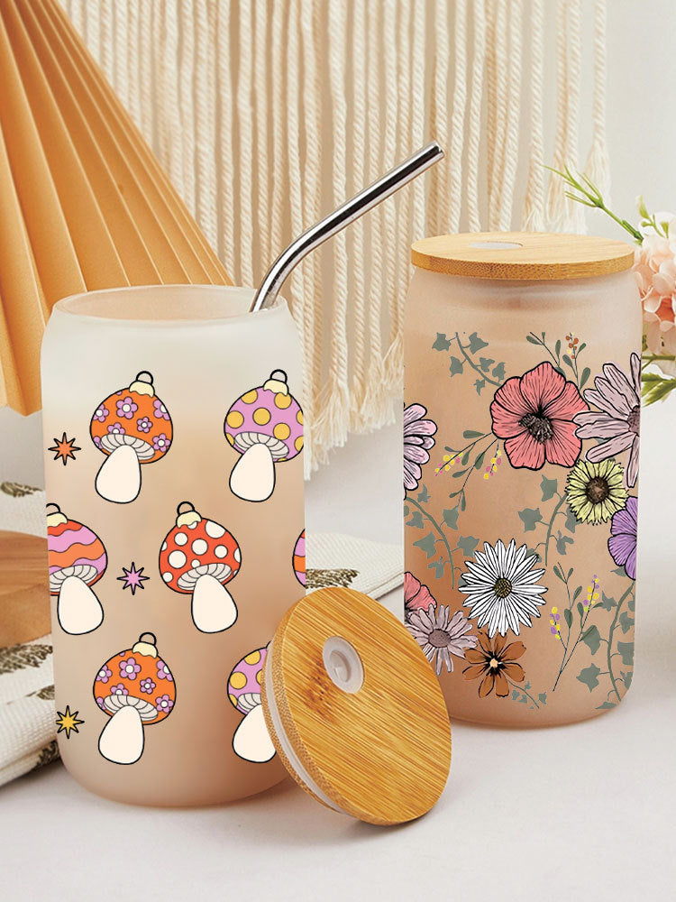 UV DTF Cup Wraps – 7 Sheets for 16oz Glass Cups, Decals & Craft Supplies (Flower A)