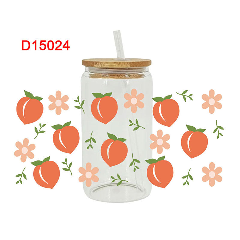UV DTF Cup Wraps – 7 Sheets for 16oz Glass Cups, Decals & Craft Supplies (Fruit B)