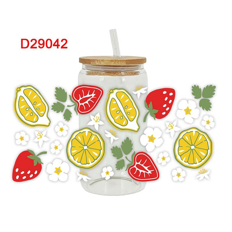 UV DTF Cup Wraps – 8 Sheets for 16oz Glass Cups, Decals & Craft Supplies (Fruit C)
