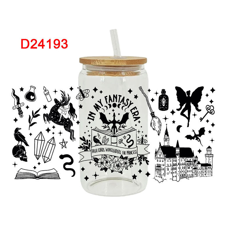 UV DTF Cup Wraps – 8 Sheets for 16oz Glass Cups, Decals & Craft Supplies (Halloween A)