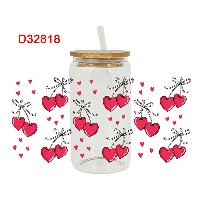 UV DTF Cup Wraps – 8 Sheets for 16oz Glass Cups, Decals & Craft Supplies (Fruit A)