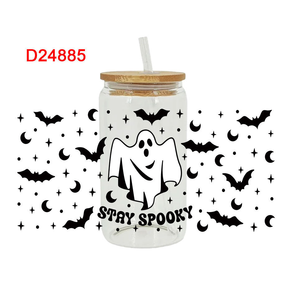 UV DTF Cup Wraps – 7 Sheets for 16oz Glass Cups, Decals & Craft Supplies (Halloween B)