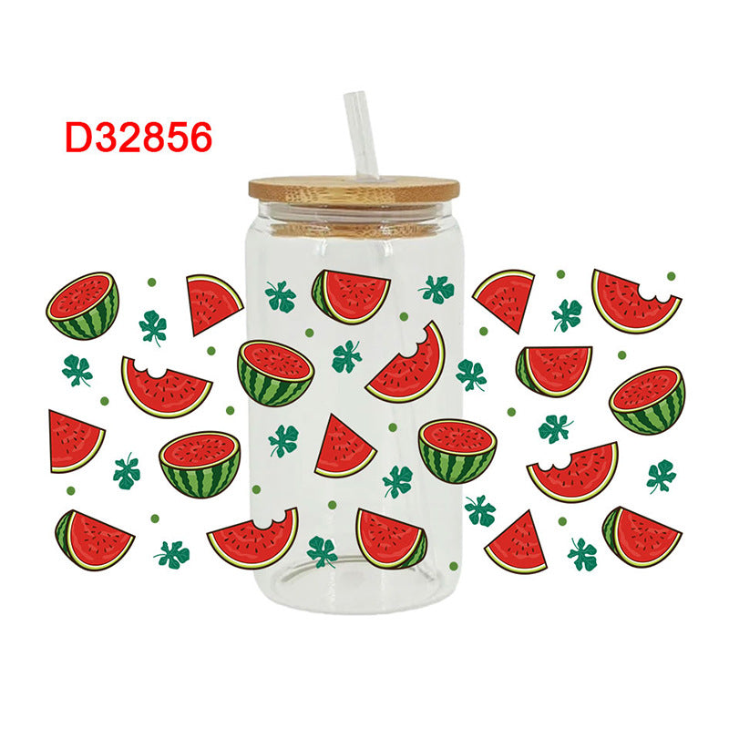 UV DTF Cup Wraps – 8 Sheets for 16oz Glass Cups, Decals & Craft Supplies (Fruit A)