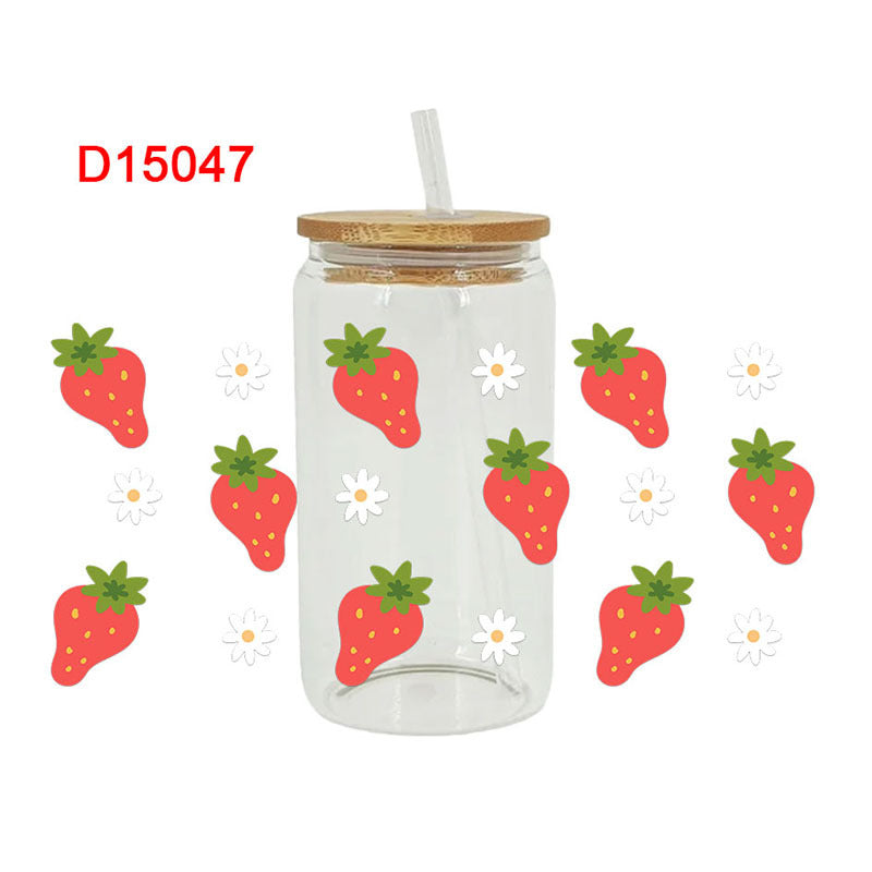 UV DTF Cup Wraps – 7 Sheets for 16oz Glass Cups, Decals & Craft Supplies (Fruit B)