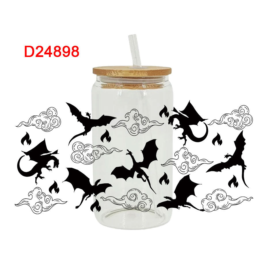 UV DTF Cup Wraps – 7 Sheets for 16oz Glass Cups, Decals & Craft Supplies (Halloween B)