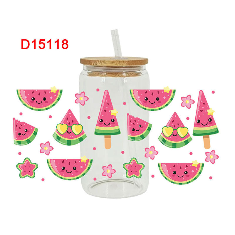 UV DTF Cup Wraps – 7 Sheets for 16oz Glass Cups, Decals & Craft Supplies (Fruit B)