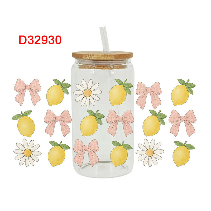 UV DTF Cup Wraps – 8 Sheets for 16oz Glass Cups, Decals & Craft Supplies (Fruit A)