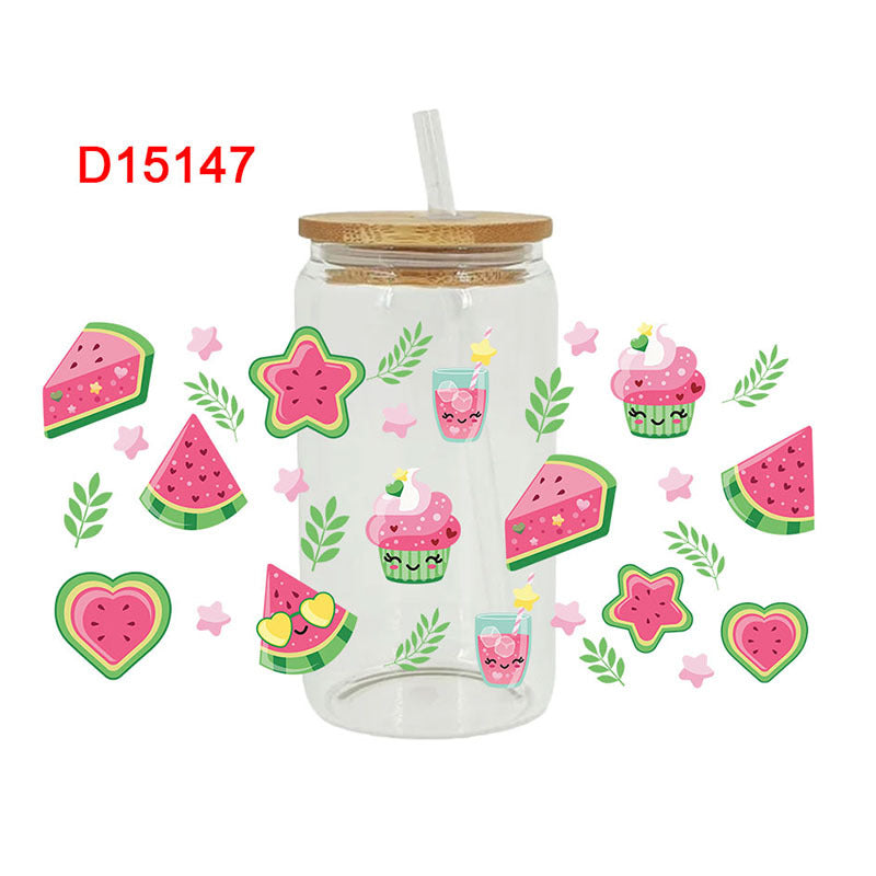 UV DTF Cup Wraps – 7 Sheets for 16oz Glass Cups, Decals & Craft Supplies (Fruit B)