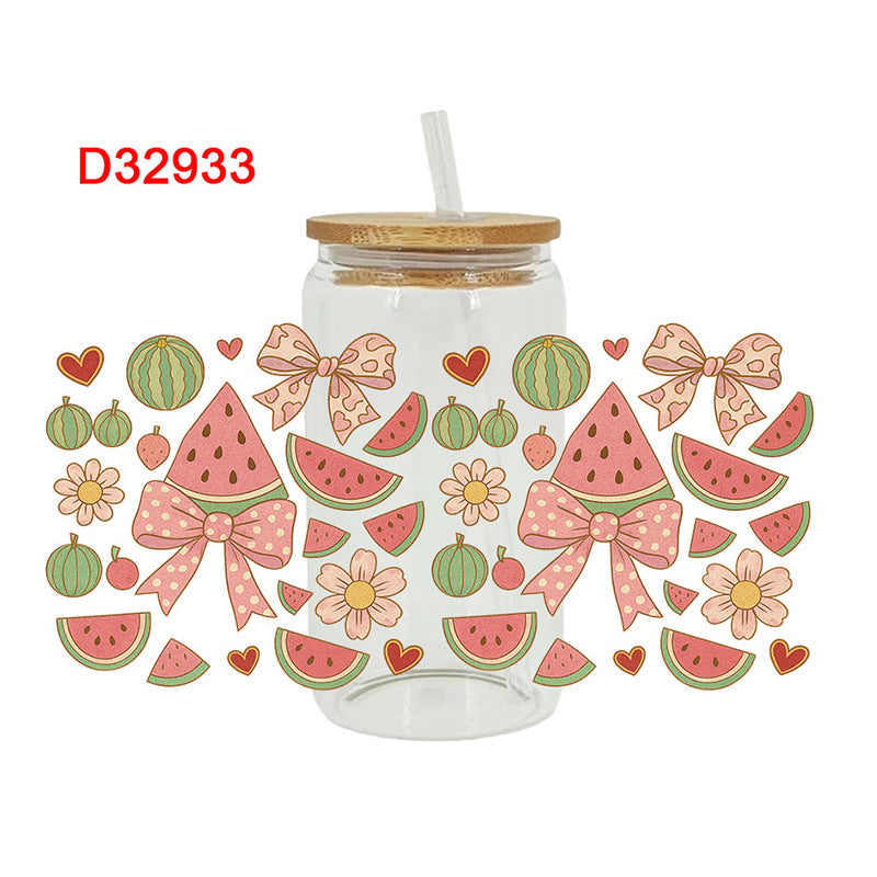 UV DTF Cup Wraps – 8 Sheets for 16oz Glass Cups, Decals & Craft Supplies (Fruit A)