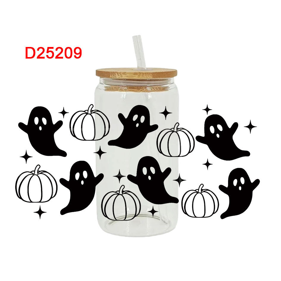 UV DTF Cup Wraps – 7 Sheets for 16oz Glass Cups, Decals & Craft Supplies (Halloween B)