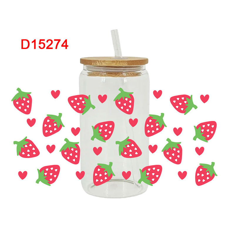 UV DTF Cup Wraps – 7 Sheets for 16oz Glass Cups, Decals & Craft Supplies (Fruit B)