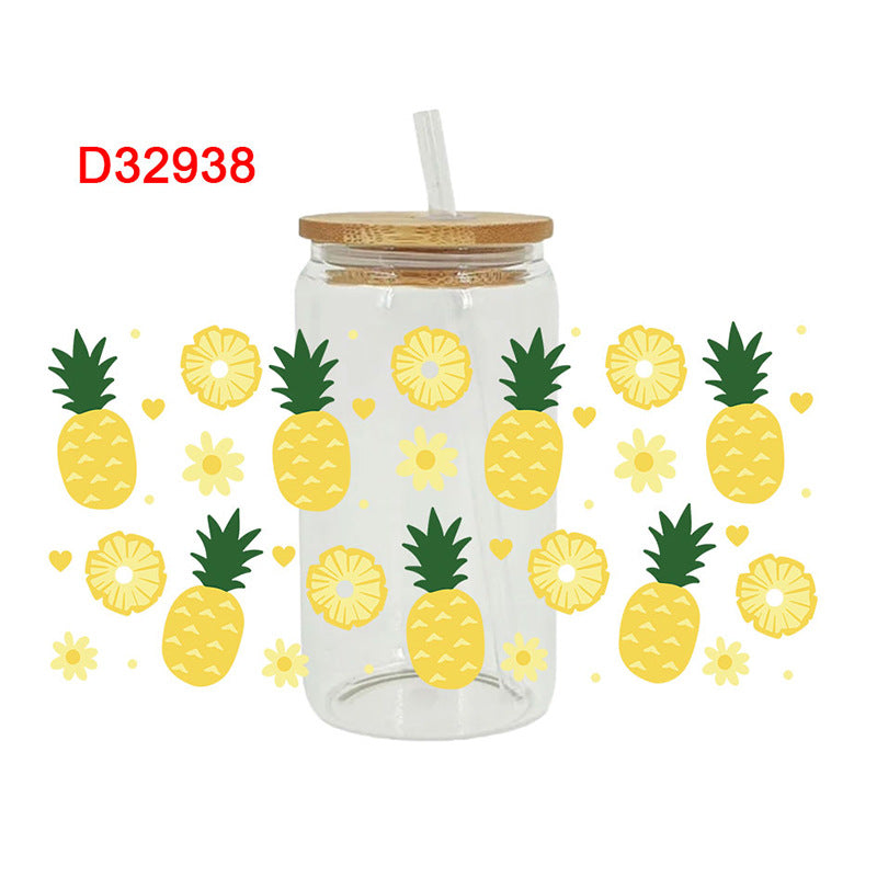 UV DTF Cup Wraps – 8 Sheets for 16oz Glass Cups, Decals & Craft Supplies (Fruit A)
