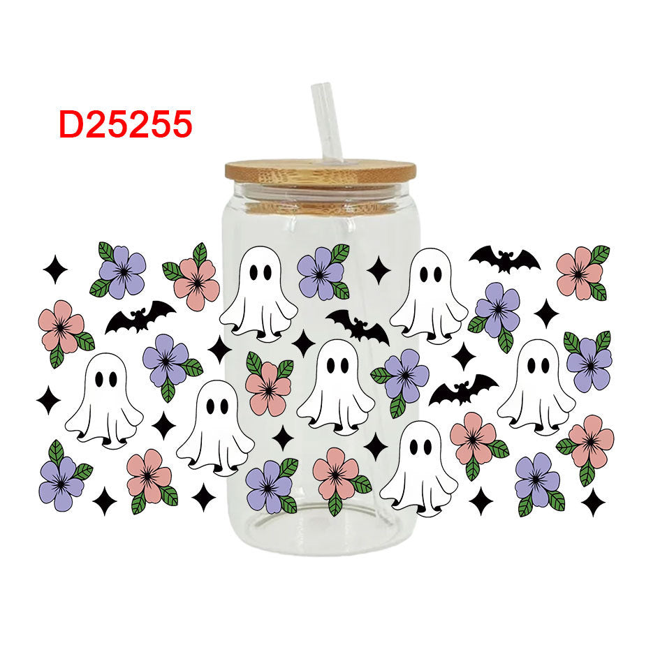 UV DTF Cup Wraps – 7 Sheets for 16oz Glass Cups, Decals & Craft Supplies (Halloween B)