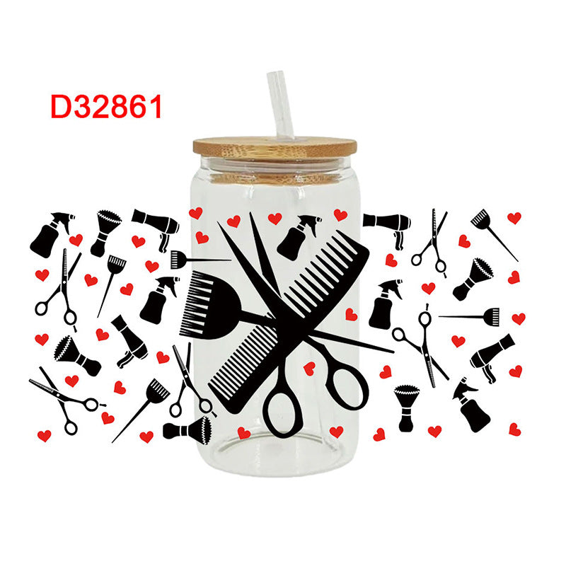 UV DTF Cup Wraps – 8 Sheets for 16oz Glass Cups, Decals & Craft Supplies (Lady)