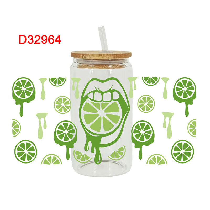 UV DTF Cup Wraps – 8 Sheets for 16oz Glass Cups, Decals & Craft Supplies (Fruit A)