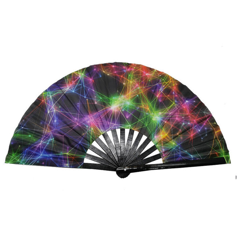 UV Glow Rave Fan Foldable for Women/Men/Drag Queen