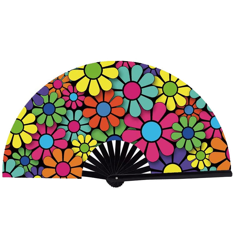 UV Glow Rave Fan Foldable for Women/Men/Drag Queen